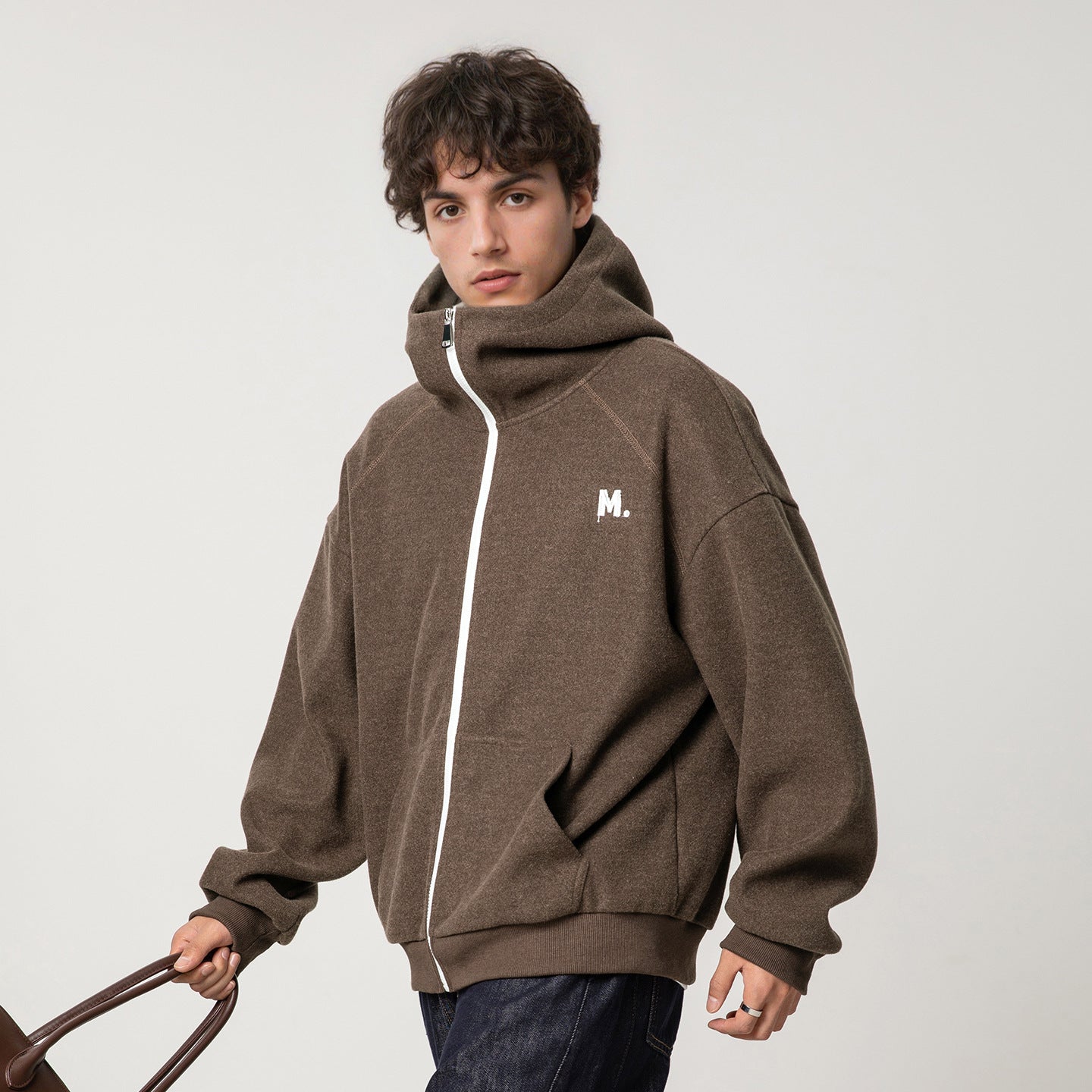 Contrast Color Zipper Casual Thickening Hoodie Coat