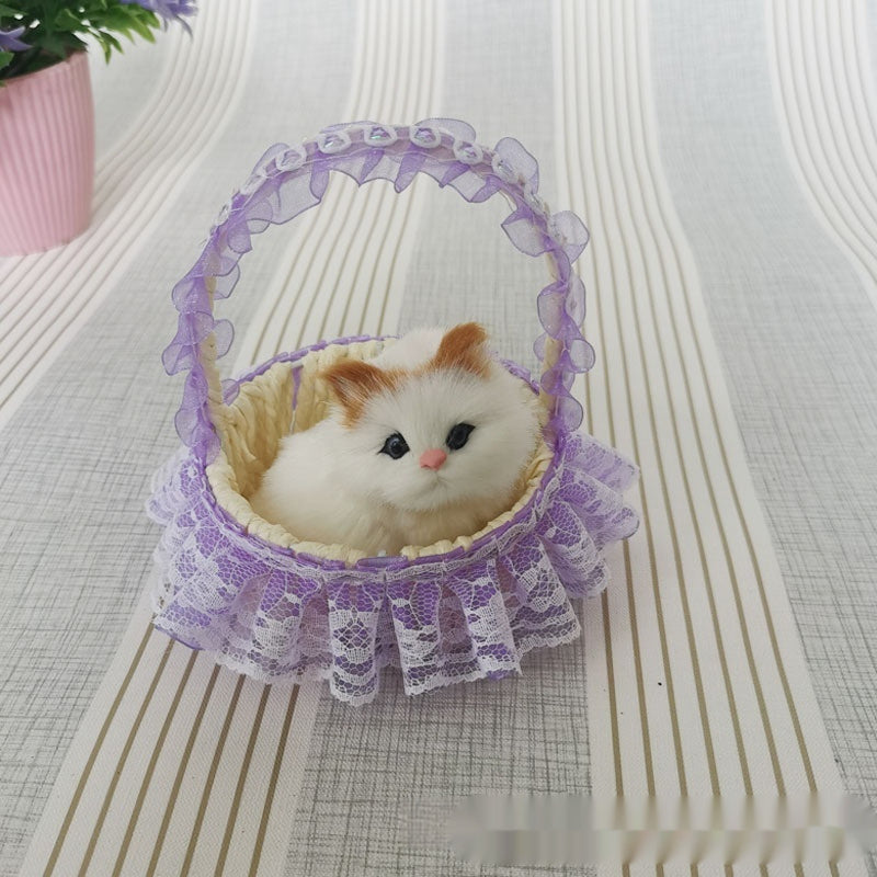 Lace Cabas Cat Fur Ornaments Children's Toys