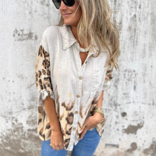 Women's Printed Autumn Leisure Long Leopard-print Shirt