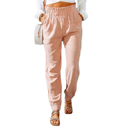 Women's Ruffled Elastic Belt High Waist Pants