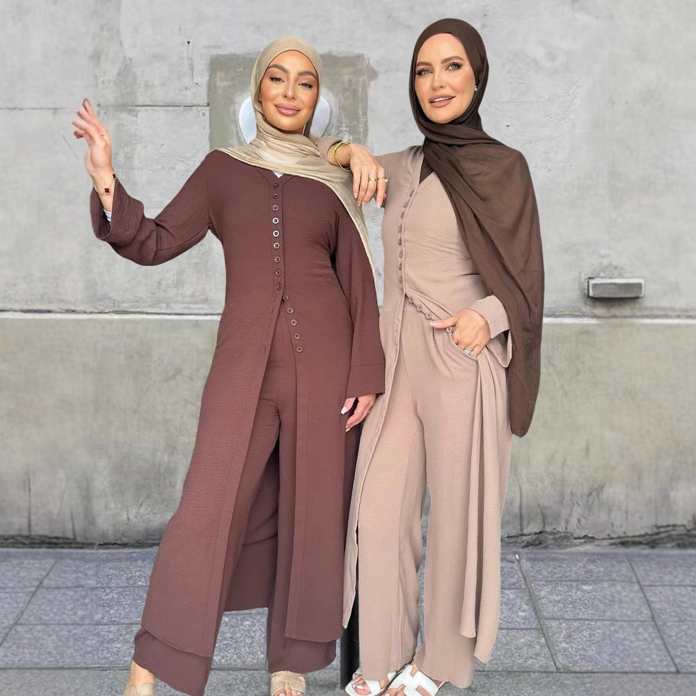 Dubai Turkey Casual Solid Color Two-piece Set