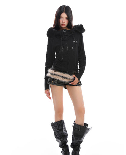 American Design Heavy Industry Short Fur Collar Sweater