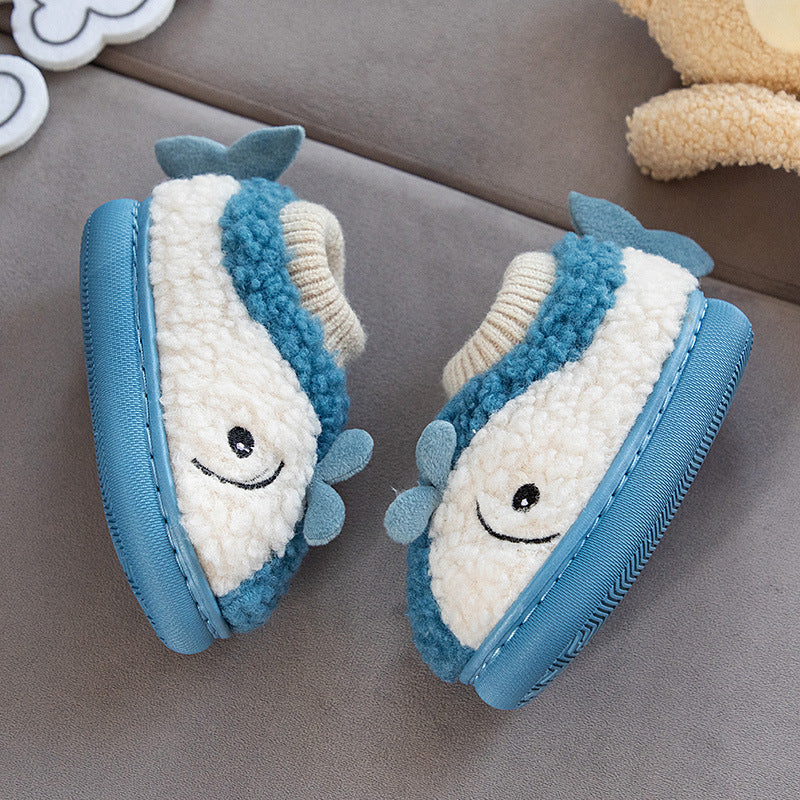 Non-slip Warm Baby Cotton Slippers Children Cartoon Cute Dinosaur Shoes