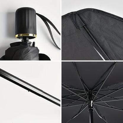 UPF50-Sunshade-UPF50- Compact Roll-Up Sunshade For Front Window - Heat Insulation And UV Protection, Easy-to-Use Auto Interior Accessory, Fits Most Vehicles, Sun Protection Curtain, Sleek Black Umb