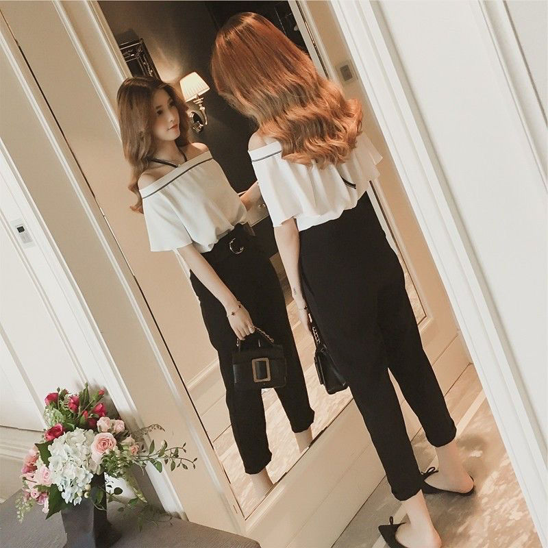 Summer New Elegant Halter Off-shoulder Ruffled Off-the-shoulder Top