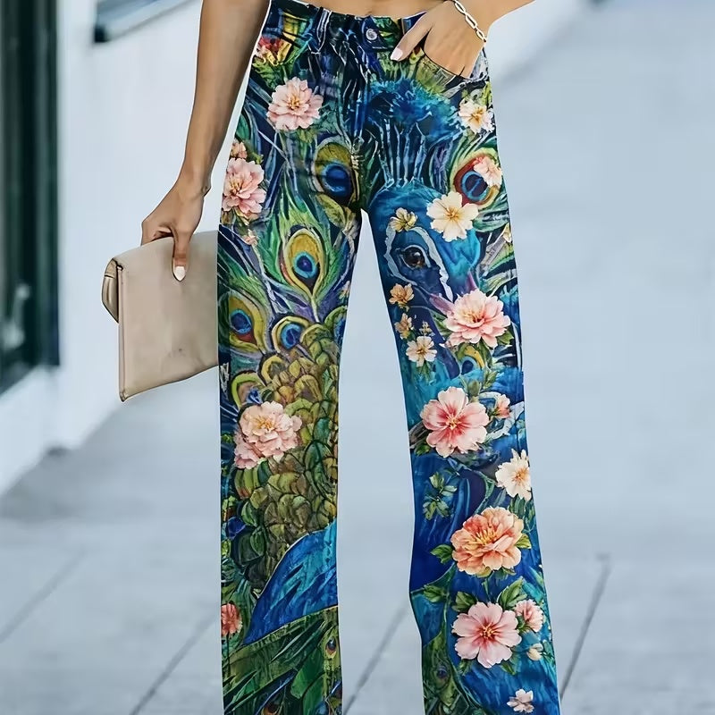 Daily High Rise Pattern Pocket Wide Leg Pants