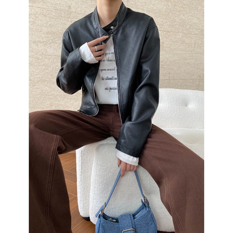 Locomotive Style Stand Collar Temperament Wild Jacket