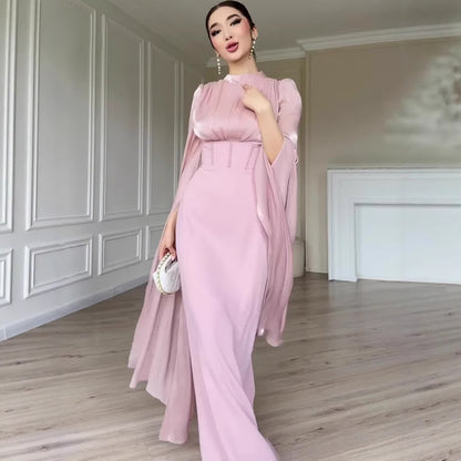 Elegant Long Sleeve Silky Comfortable Maxi Dress Soft Dress