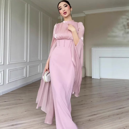 Elegant Long Sleeve Silky Comfortable Maxi Dress Soft Dress