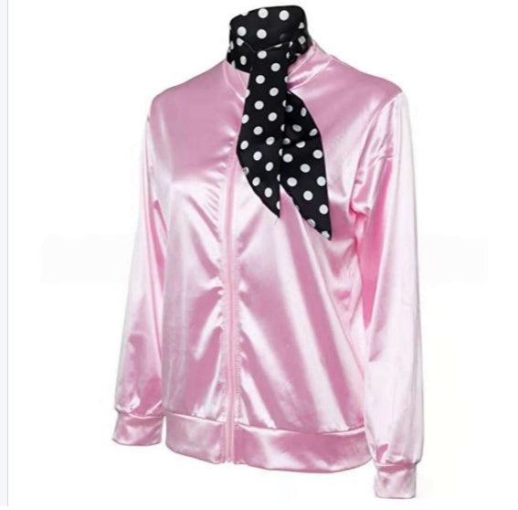 Solid Color Baseball Jacket With Scarf