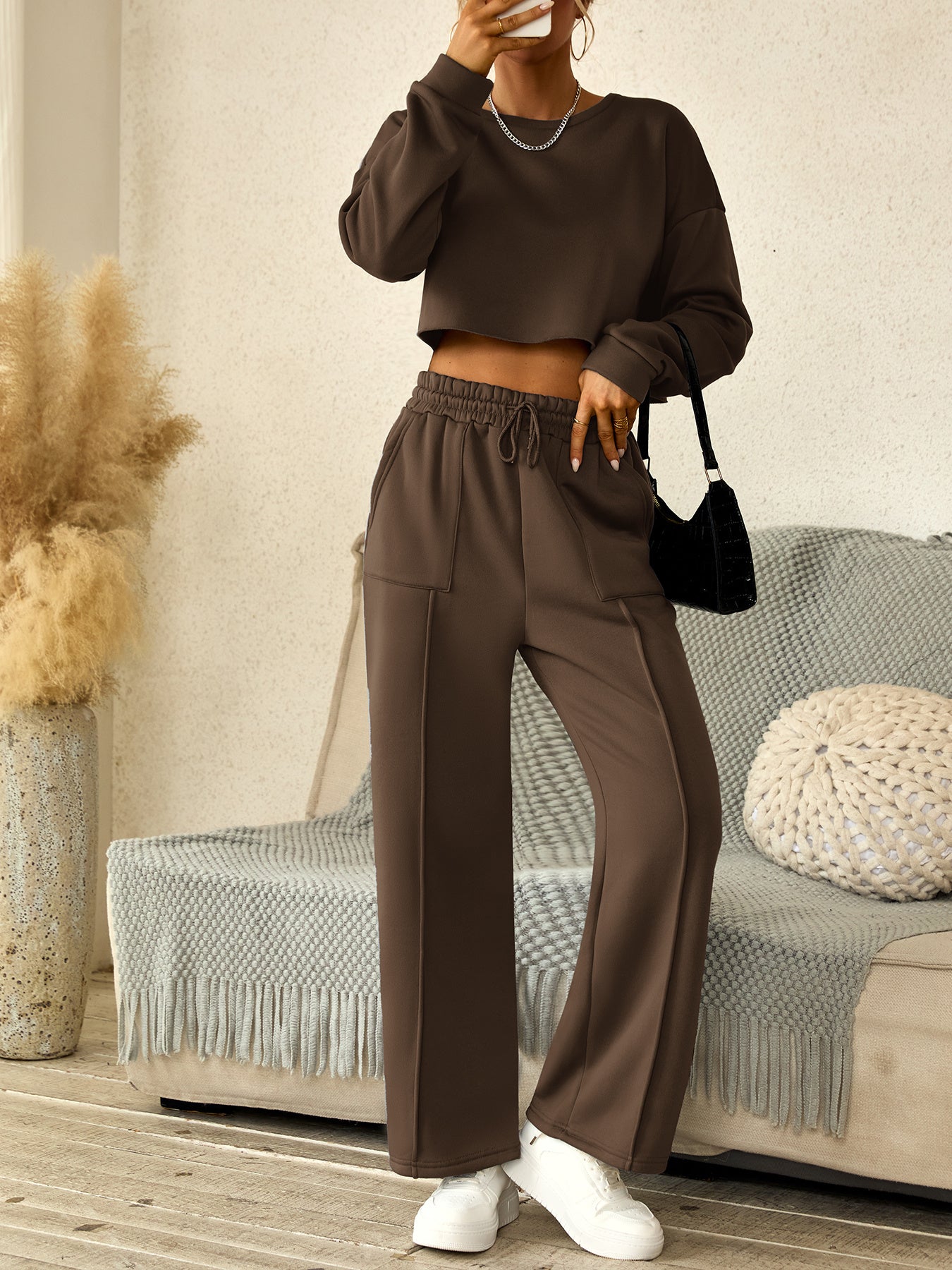 Women 2 Pieces Casual Street Style Loose Fit Sports Outfit