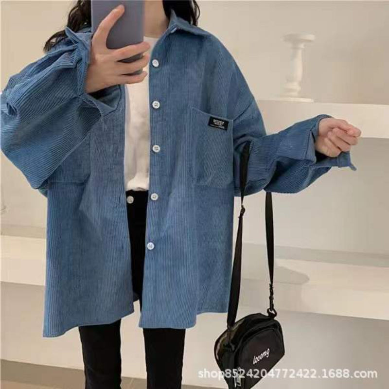 Corduroy Shirt Women's Autumn Long-sleeved Top Loose Lazy Style Shirt Jacket