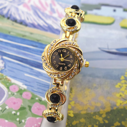 Chalcedony Women's Diamond Light Luxury Minority Bracelet Watch