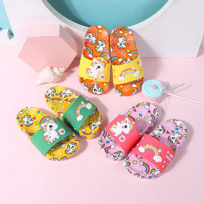 Lovely Boy And Girl Baby Slippers Rainbow