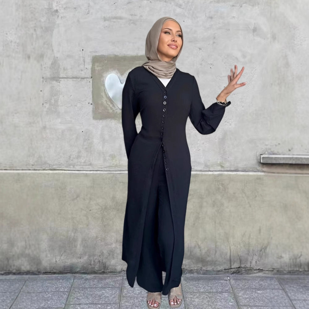 Dubai Turkey Casual Solid Color Two-piece Set