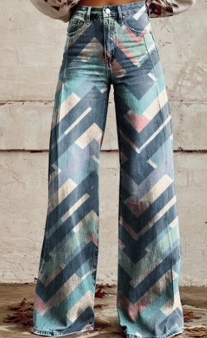 3D Digital Printed Women's Imitation Jeans