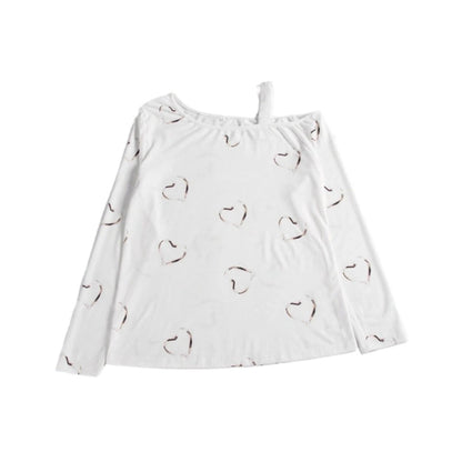 Heart Printing Women's Strapless Sexy Pullover Long Sleeve T-shirt