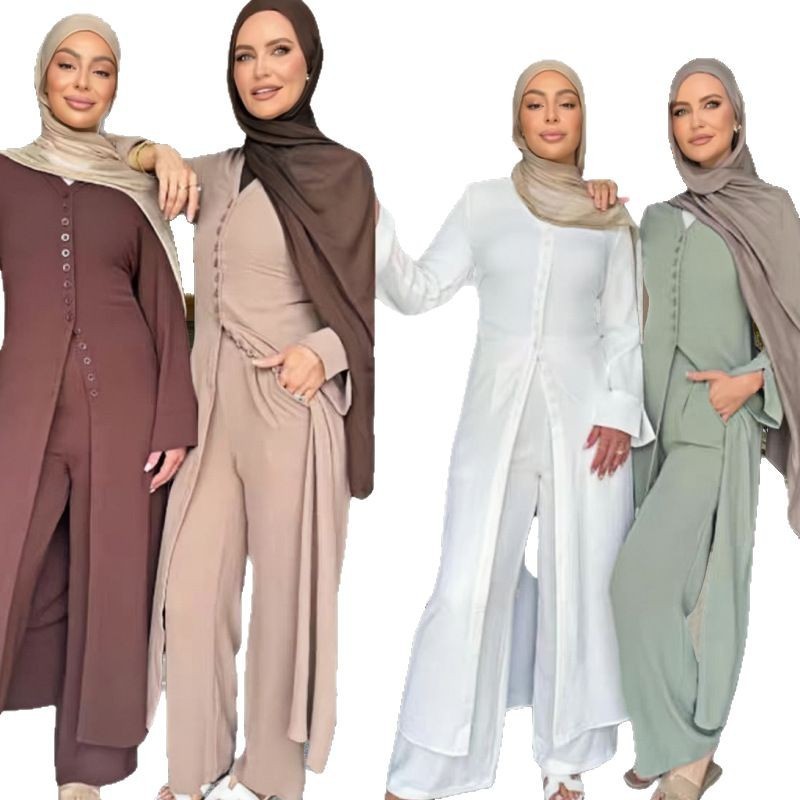 Dubai Turkey Casual Solid Color Two-piece Set