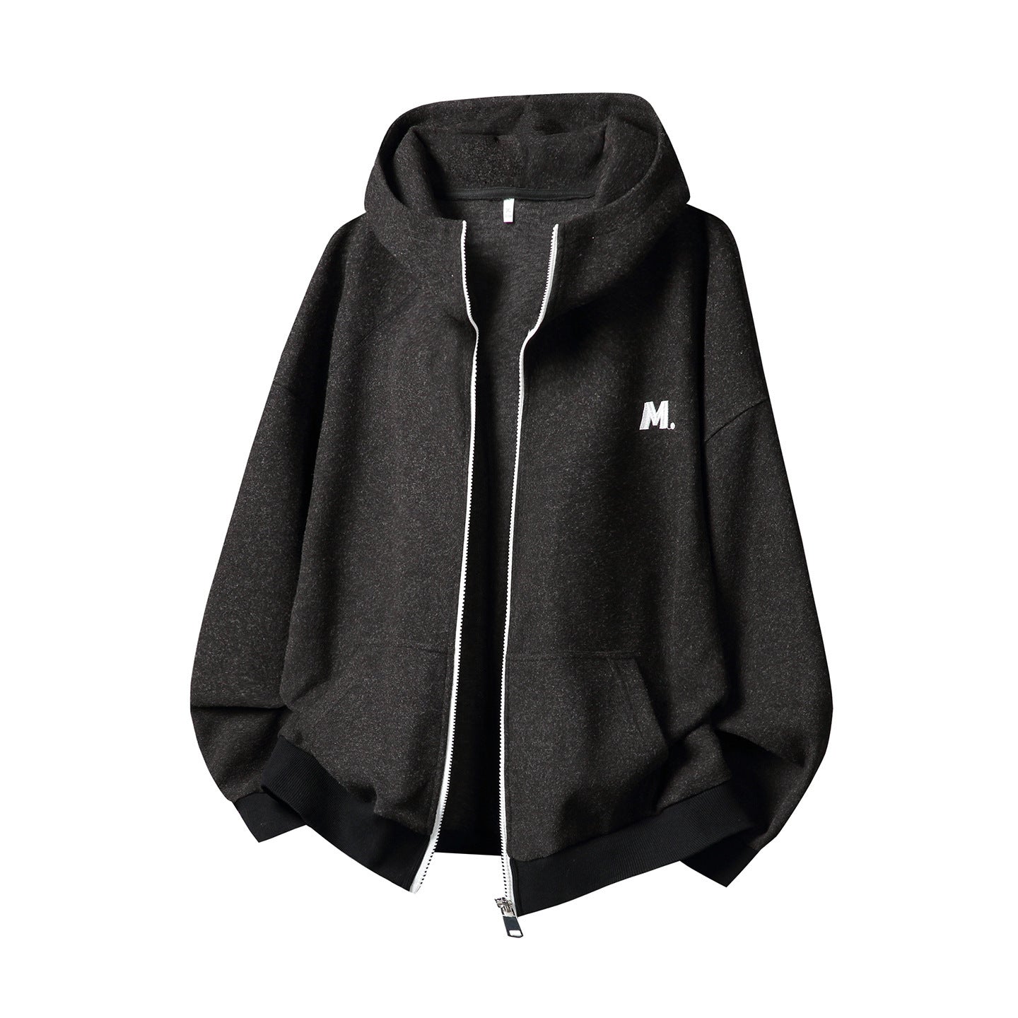 Contrast Color Zipper Casual Thickening Hoodie Coat