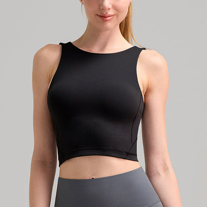 High Collar Women's Yoga Vest Workout Bra Brushed Soft Glutinous Sports Underwear