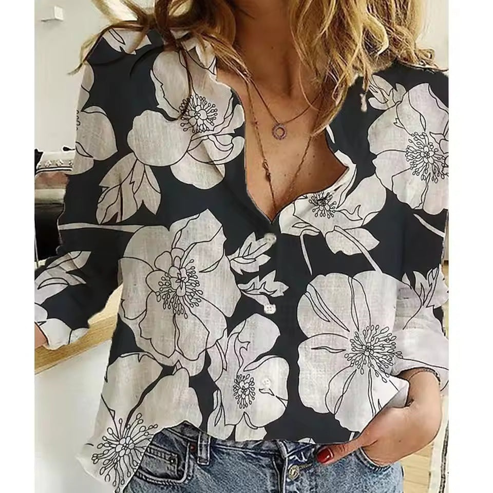 Elegant Women's Floral 3D Printed Shirt