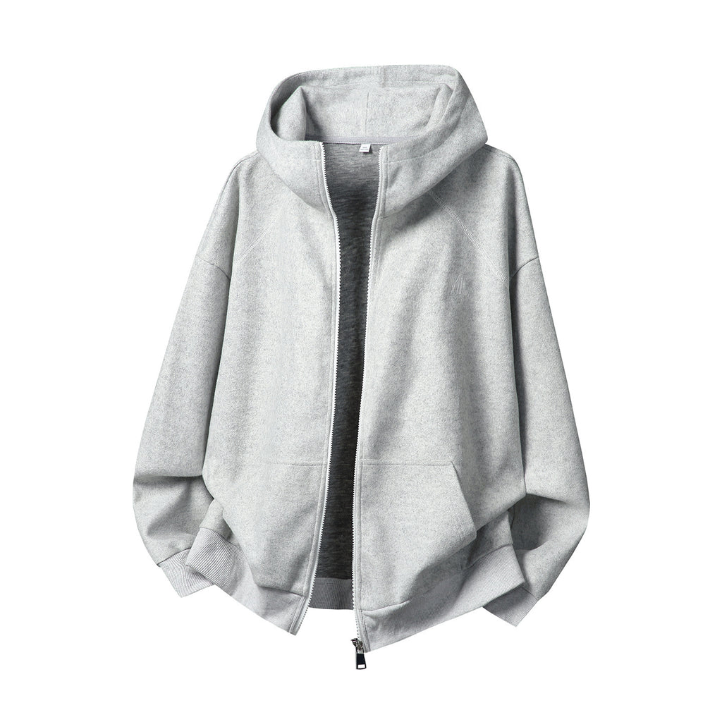 Contrast Color Zipper Casual Thickening Hoodie Coat