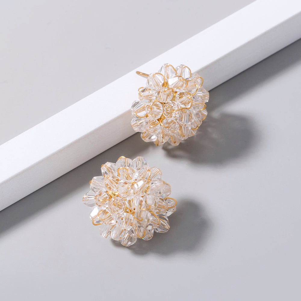 European and American hot-selling hand-woven crystal beads petal earrings earrings female accessories Christmas gifts