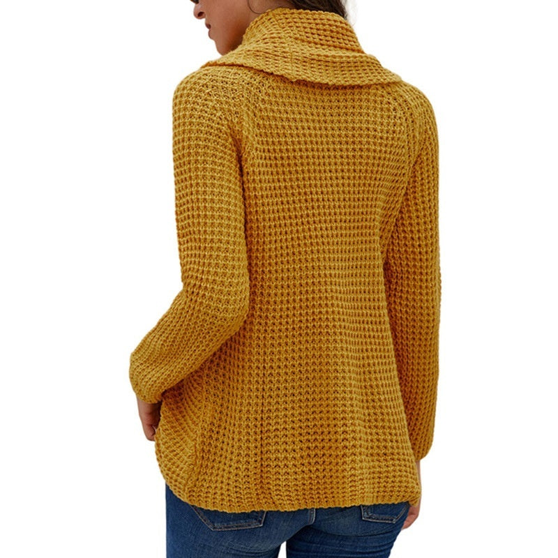 Pullover Button High Lapel Pullover Women's Sweater