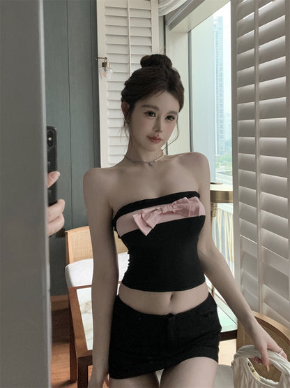 Female Casual Creative One Shoulder Bow Top