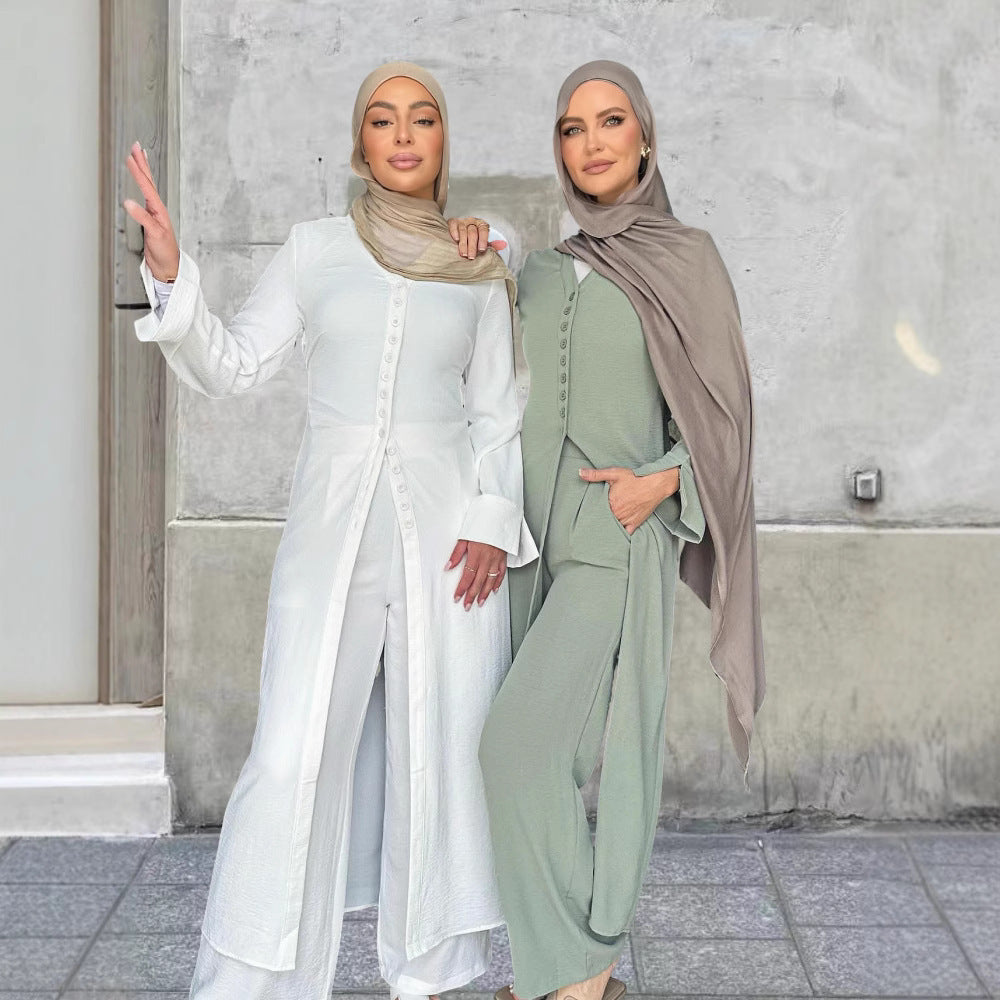 Dubai Turkey Casual Solid Color Two-piece Set