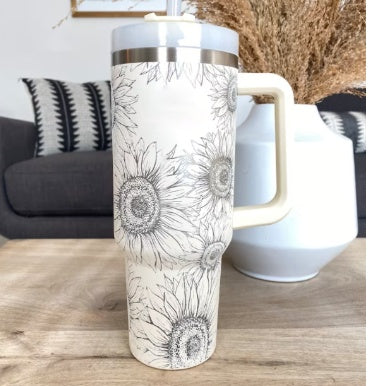 40 oz stainless steel tumbler with handle and straw