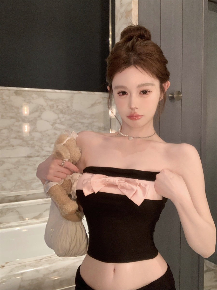 Female Casual Creative One Shoulder Bow Top