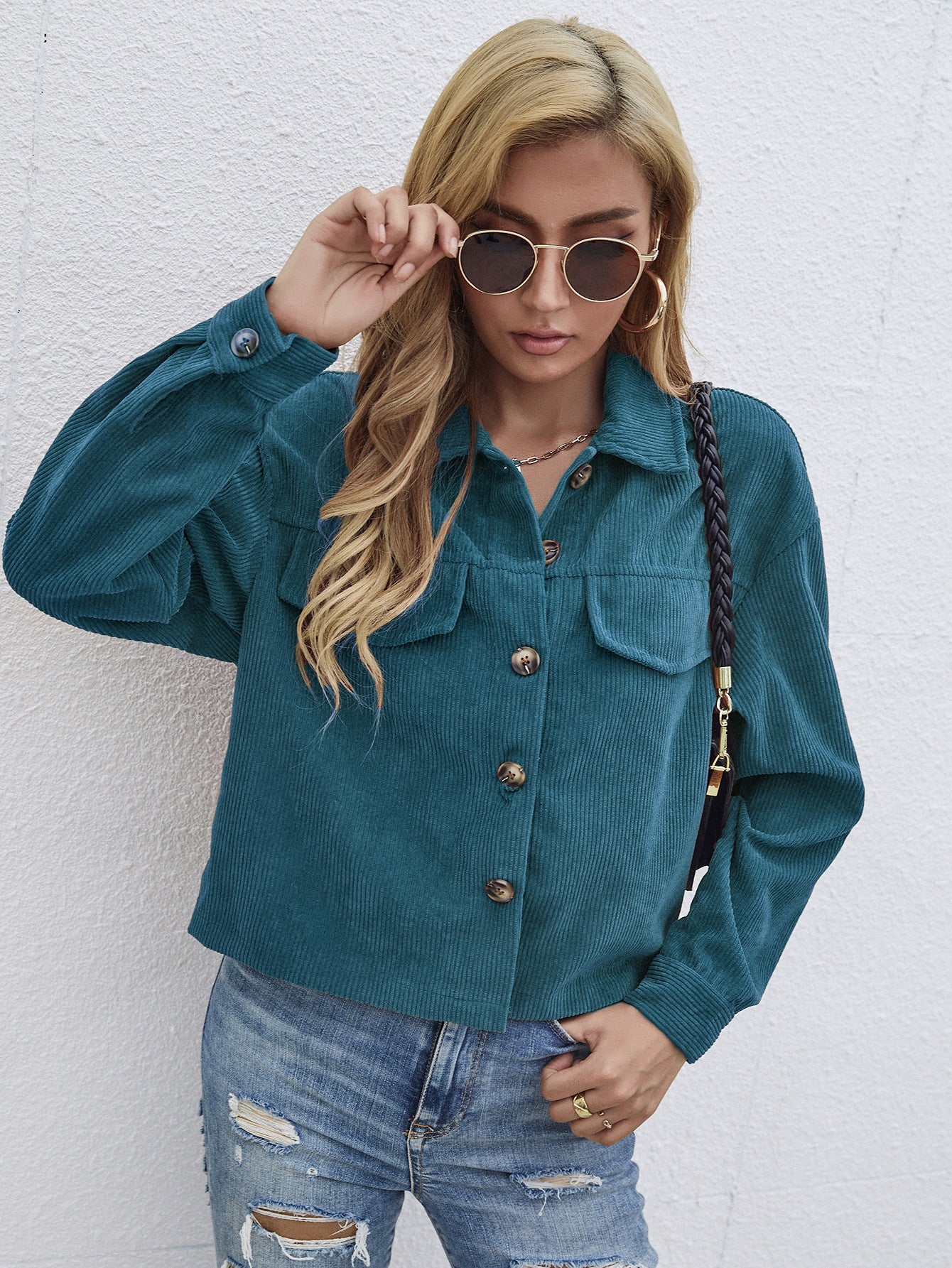 Casual Coat Women's Corduroy Short Slim Top