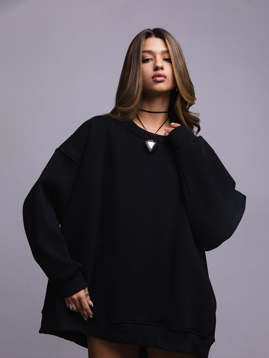 New Women's Polar Fleece Brushed Hoody Casual Round Neck Sweater
