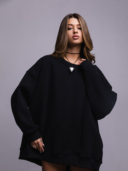 New Women's Polar Fleece Brushed Hoody Casual Round Neck Sweater