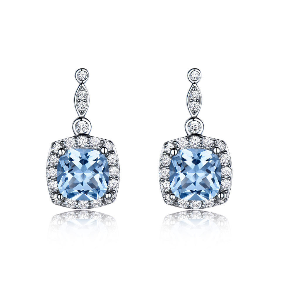 925 Sterling Silver Necklace Sky Blue Topaz Four-Piece Set