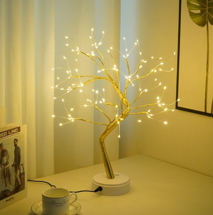 LED fairy lights hanging in bedroom