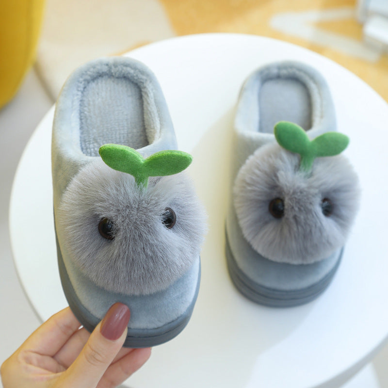 Princess Plush Three Dimensional Head Baby Cotton Slippers