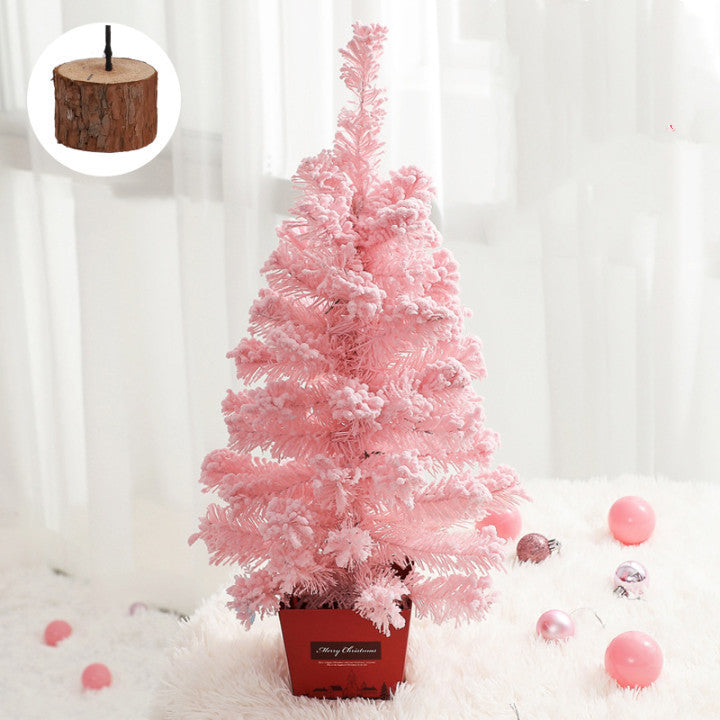 Mini Christmas Tree Package Flocking Pine Needle Desktop Christmas Tree PVC