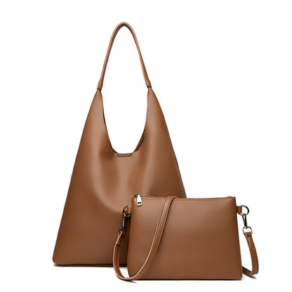 Retro Large Capacity Shoulder Bag Soft Leather Underarm Crossbody Bag