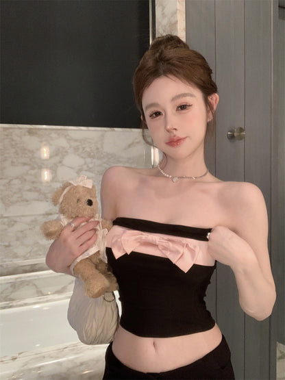 Female Casual Creative One Shoulder Bow Top