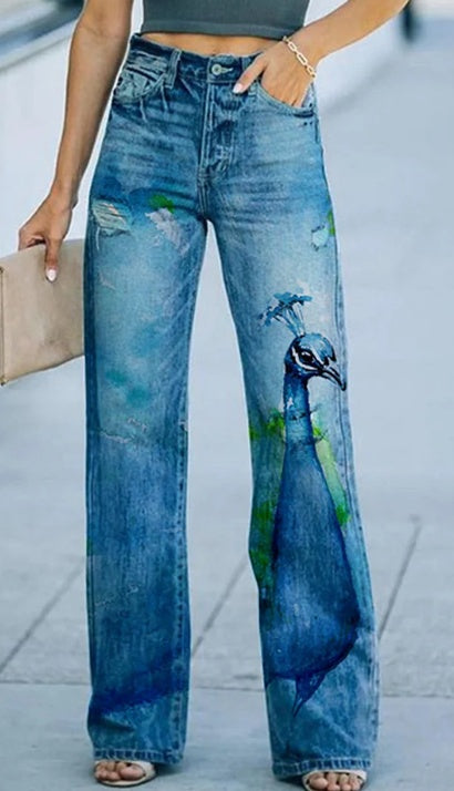 Daily High Rise Pattern Pocket Wide Leg Pants