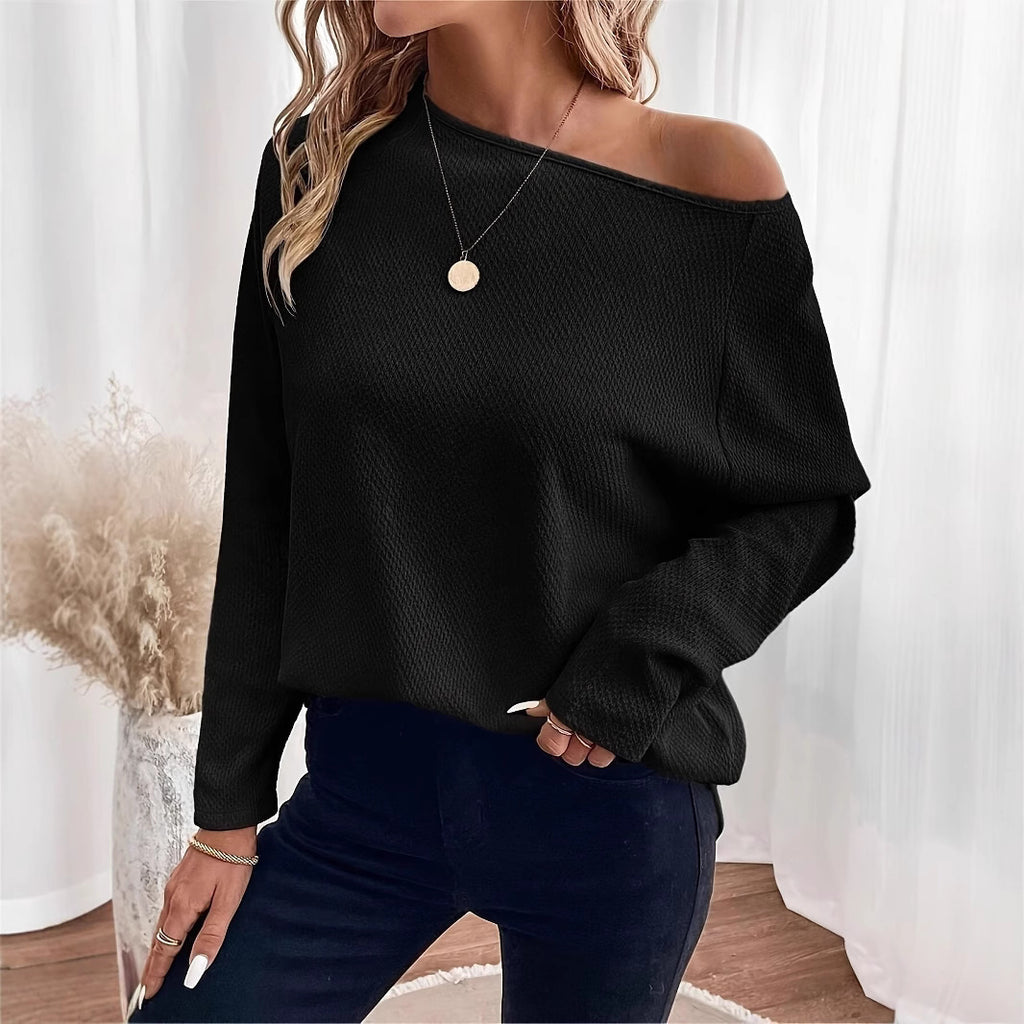 Women's Knitted Waffle Shoulder Pullover