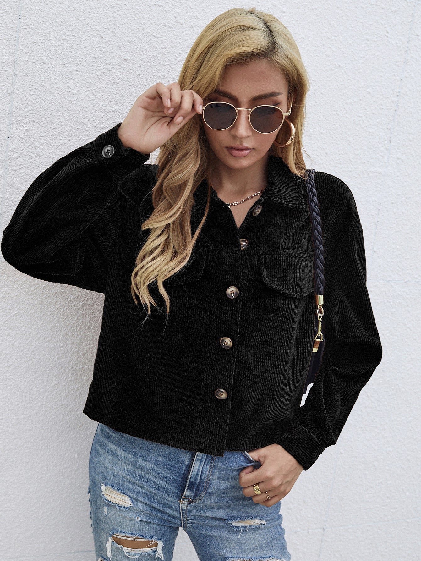 Casual Coat Women's Corduroy Short Slim Top