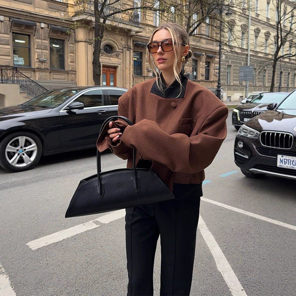 Temperament Padded Shoulder Short Jacket