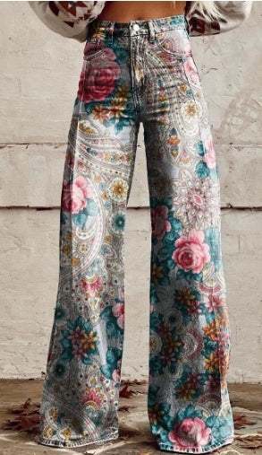 3D Digital Printed Women's Imitation Jeans